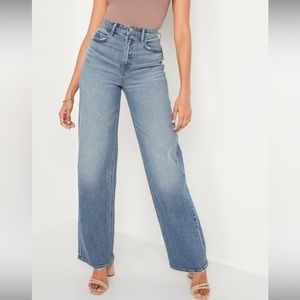 Extra High-Waisted Sky-Hi Medium Wash Wide Leg Jeans 10 Petite